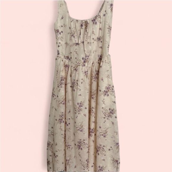 Jessica Simpson Dresses & Skirts - Jessica Simpson Cream Midi Dress with Purple Floral Print